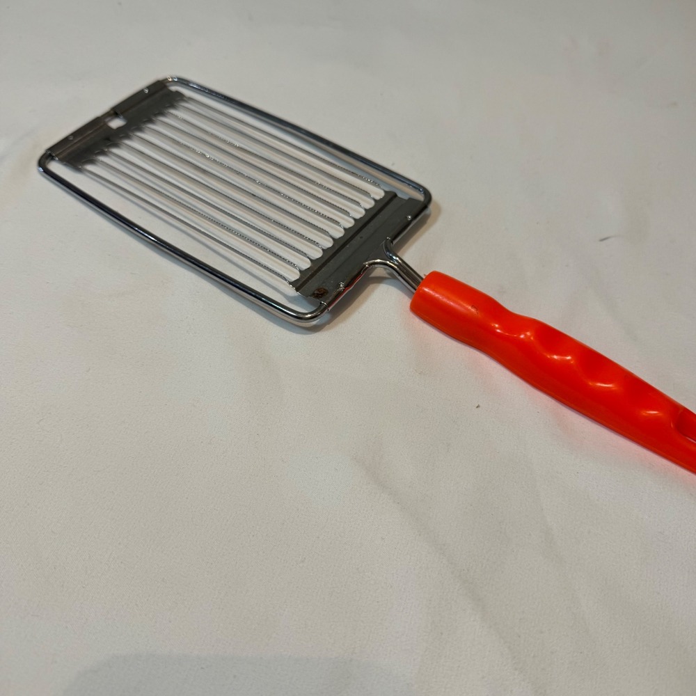 Vintage Handheld Wire Cheese‎ Butter Egg Cutter Orange Handle Stainless Steel